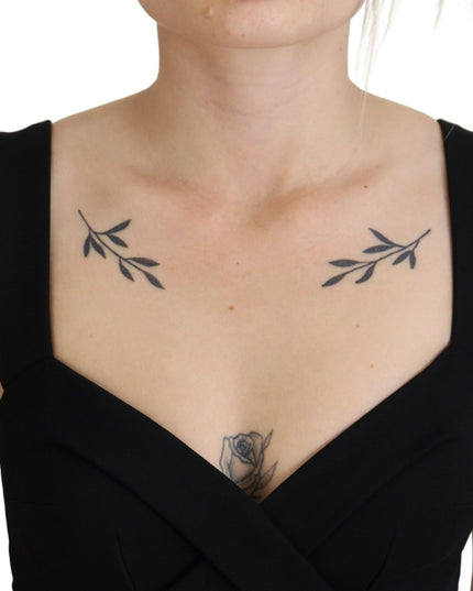 Dolce & Gabbana Black Viscose Bodycon Sheath Midi Dress