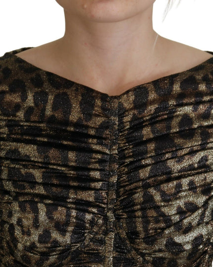 Dolce & Gabbana Multicolor Leopard Bodycon Sheath Midi Dress