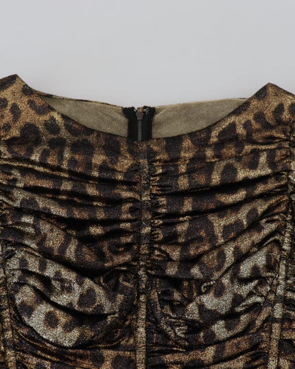 Dolce & Gabbana Multicolor Leopard Bodycon Sheath Midi Dress