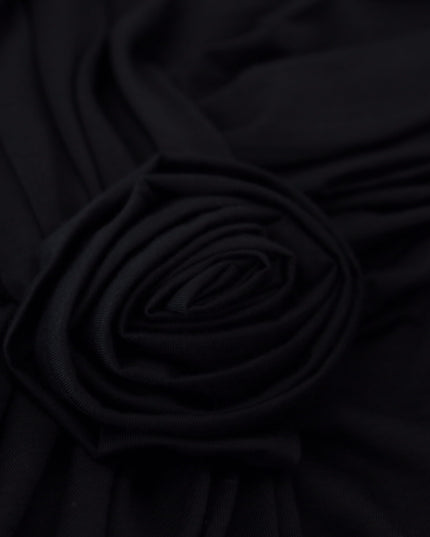 Dolce & Gabbana Black Wrap Sheath One Shoulder Wool Dress