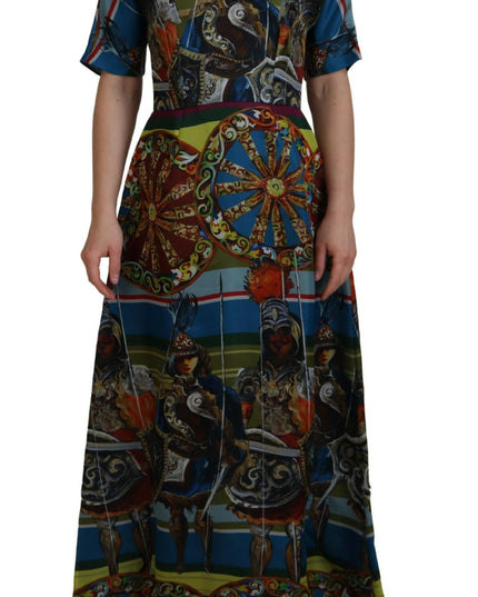 Dolce & Gabbana Multicolor Sicily Silk A-line Long Gown Dress