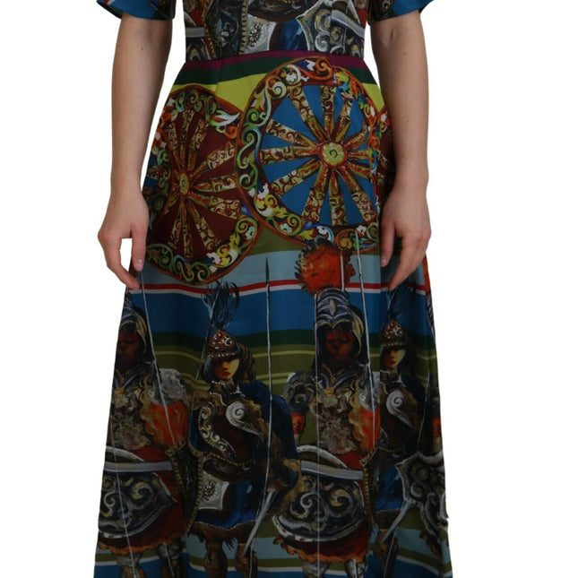 Dolce & Gabbana Multicolor Sicily Silk A-line Long Gown Dress