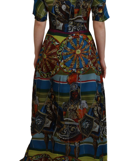 Dolce & Gabbana Multicolor Sicily Silk A-line Long Gown Dress
