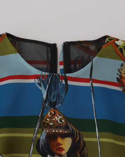 Dolce & Gabbana Multicolor Sicily Silk A-line Long Gown Dress