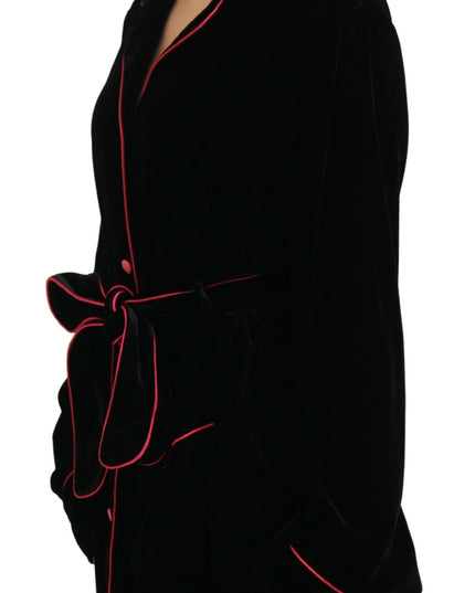 Dolce & Gabbana Black Button Belted Blazer Viscose Jacket