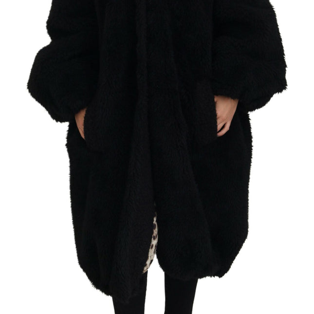 Dolce & Gabbana Black Cashmere Blend Faux Fur Coat Jacket