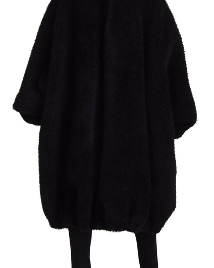Dolce & Gabbana Black Cashmere Blend Faux Fur Coat Jacket