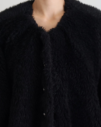 Dolce & Gabbana Black Cashmere Blend Faux Fur Coat Jacket