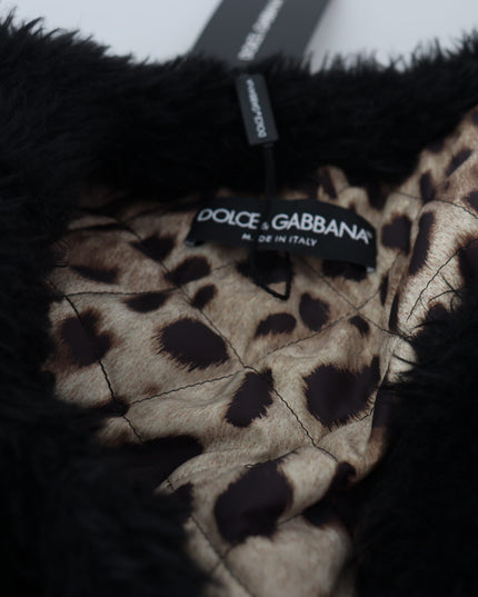 Dolce & Gabbana Black Cashmere Blend Faux Fur Coat Jacket