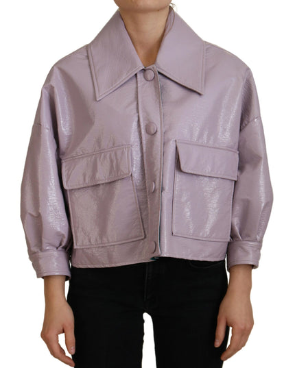 Dolce & Gabbana Purple Cotton Button Down Cropped Jacket