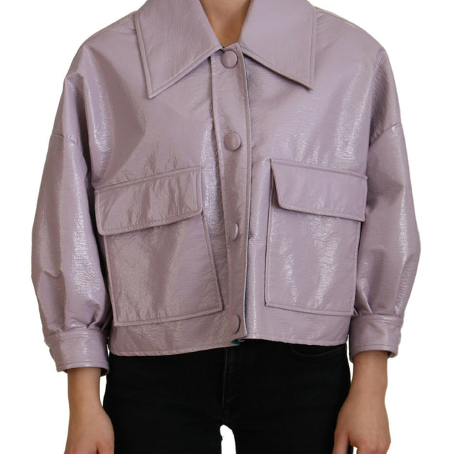Dolce & Gabbana Purple Cotton Button Down Cropped Jacket
