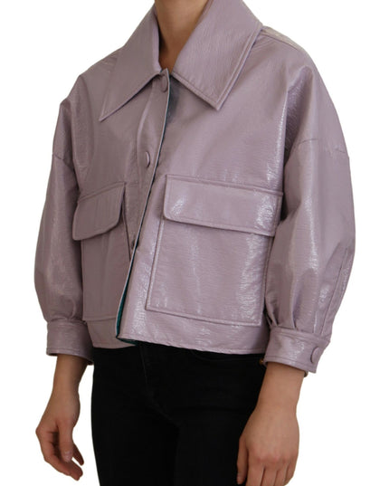 Dolce & Gabbana Purple Cotton Button Down Cropped Jacket
