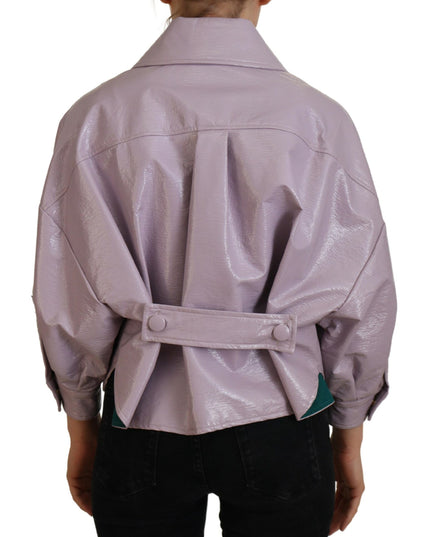 Dolce & Gabbana Purple Cotton Button Down Cropped Jacket