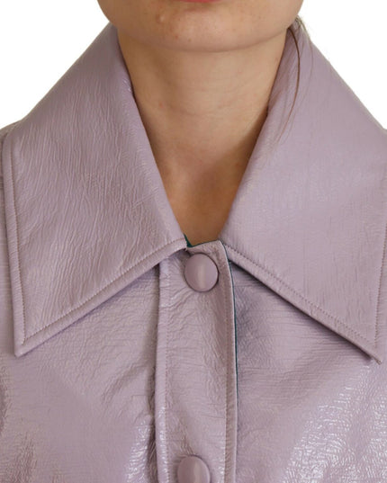Dolce & Gabbana Purple Cotton Button Down Cropped Jacket