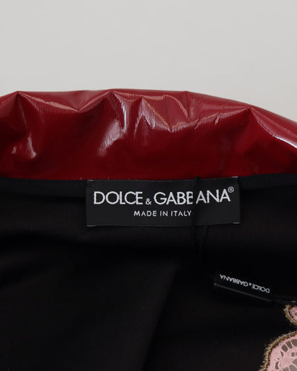 Dolce & Gabbana Maroon Floral Full Zip Polyester Women Jacket