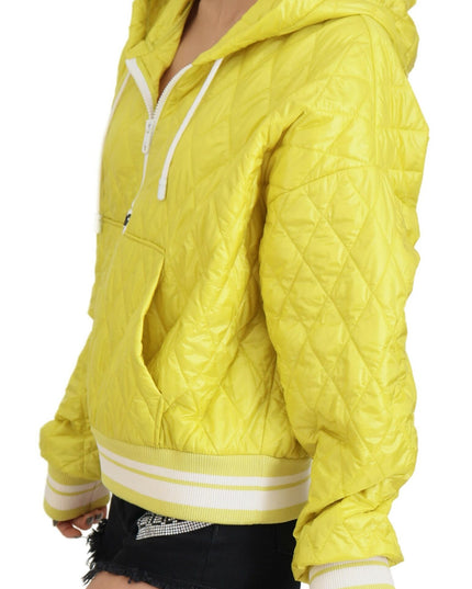 Dolce & Gabbana Yellow Nylon Quilted Hooded Pullover Jacket