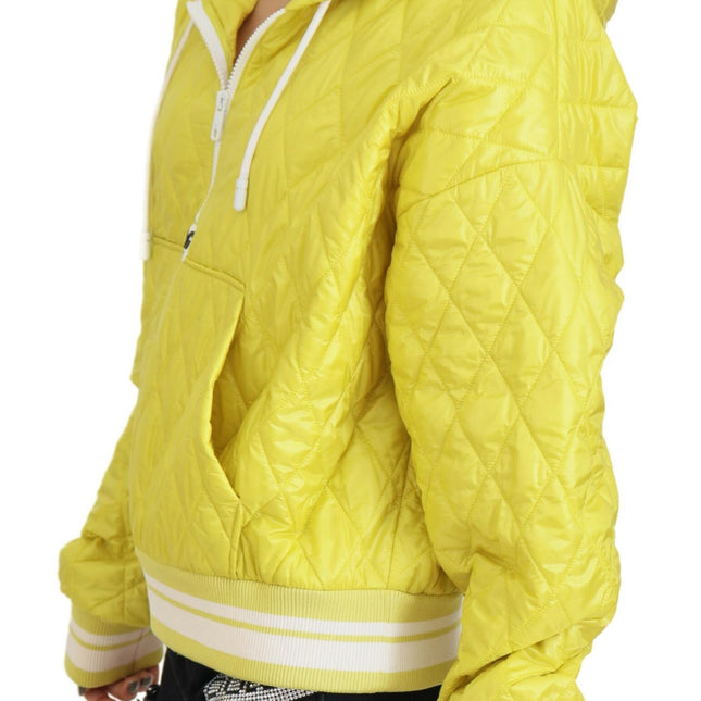 Dolce & Gabbana Yellow Nylon Quilted Hooded Pullover Jacket