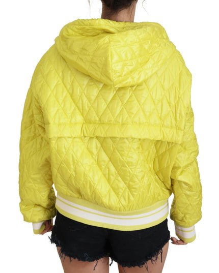 Dolce & Gabbana Yellow Nylon Quilted Hooded Pullover Jacket