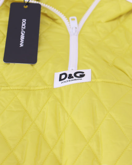 Dolce & Gabbana Yellow Nylon Quilted Hooded Pullover Jacket