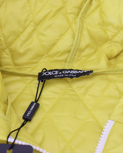 Dolce & Gabbana Yellow Nylon Quilted Hooded Pullover Jacket
