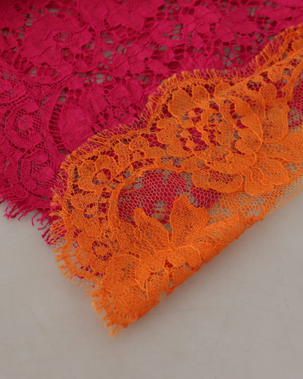 Dolce & Gabbana Pink Orange Lace Cotton High Waist Shorts