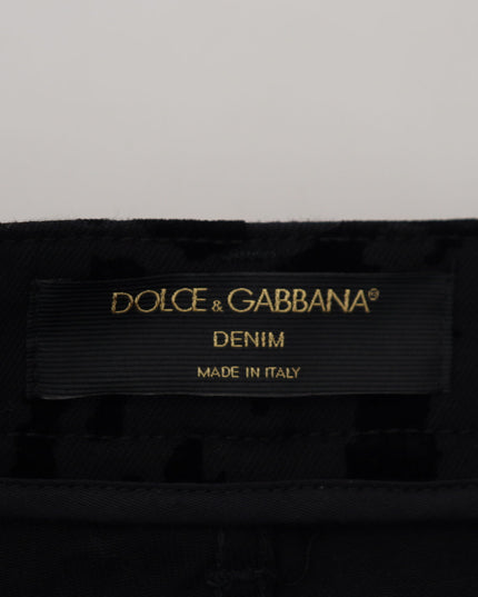 Dolce & Gabbana Black Denim Cotton Stretch Hot Pants Shorts
