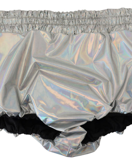 Dolce & Gabbana Silver Holographic High Waist Hot Pants Shorts