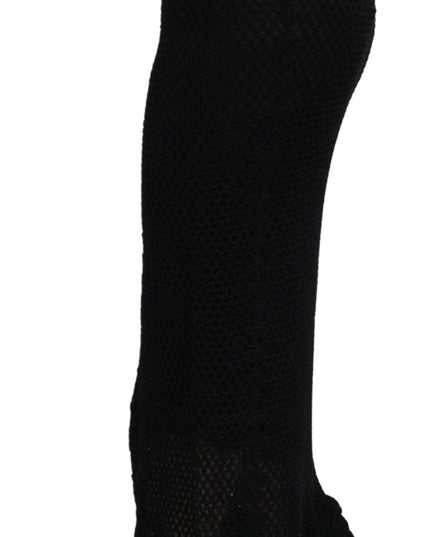 Dolce & Gabbana Black Knitted Cotton High Waist Mermaid Skirt