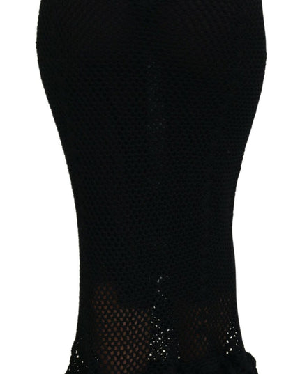 Dolce & Gabbana Black Knitted Cotton High Waist Mermaid Skirt