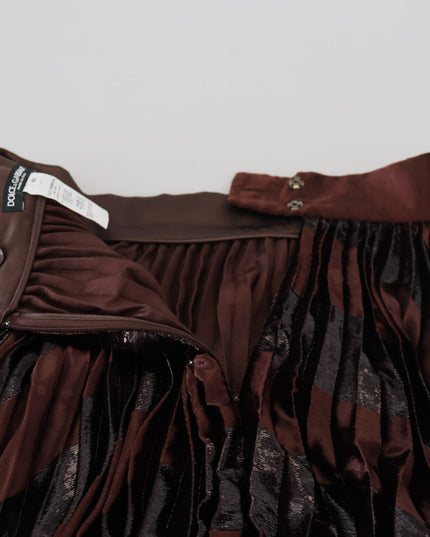 Dolce & Gabbana Brown Polyester High Waist A-line Maxi Skirt