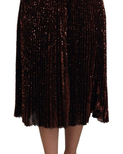 Dolce & Gabbana Bronze Sequined High Waist A-line Maxi Skirt