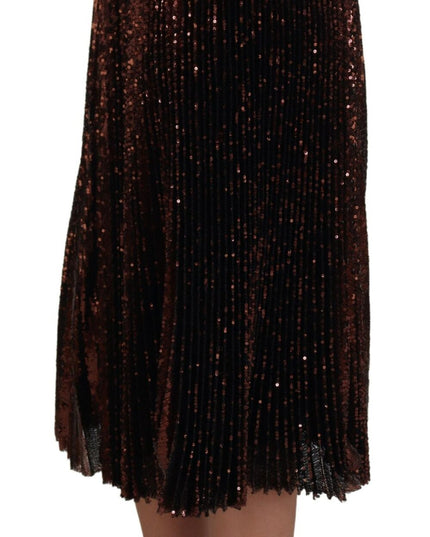 Dolce & Gabbana Bronze Sequined High Waist A-line Maxi Skirt
