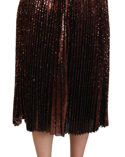 Dolce & Gabbana Bronze Sequined High Waist A-line Maxi Skirt