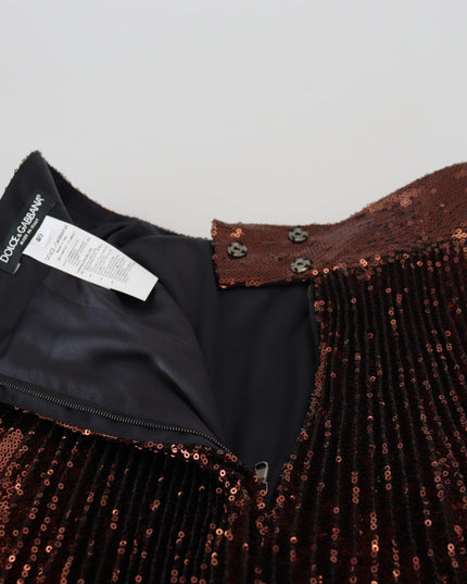 Dolce & Gabbana Bronze Sequined High Waist A-line Maxi Skirt