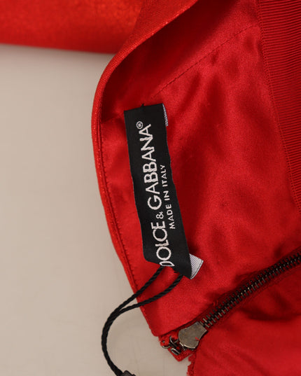 Dolce & Gabbana Metallic Red High Waist Polyester Mini Skirt