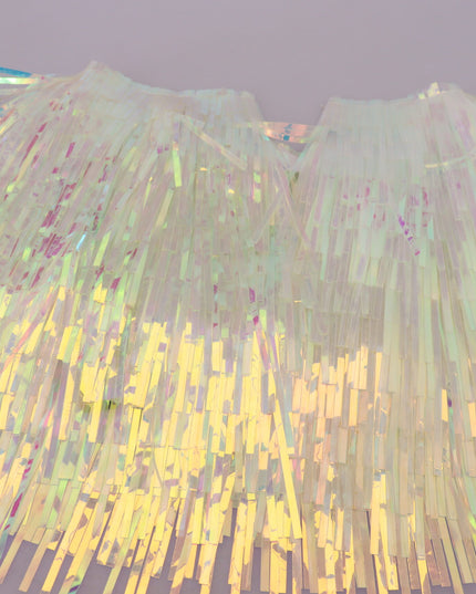 Dolce & Gabbana Multicolor Iridescent Fringed Tulle Skirt