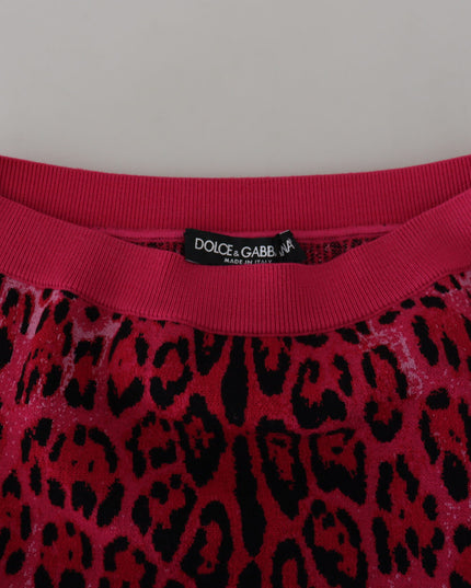 Dolce & Gabbana Pink Leopard High Waist A-line Mini Skirt