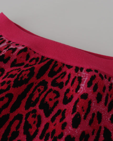 Dolce & Gabbana Pink Leopard High Waist A-line Mini Skirt