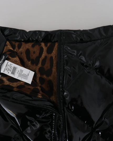 Dolce & Gabbana Shiny Black High Waist A-line Mini Skirt