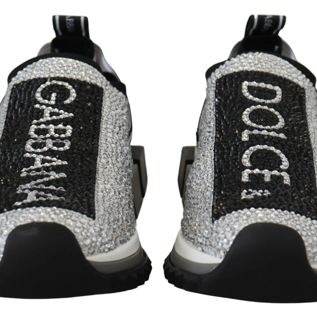Dolce & Gabbana Silver Rhinestones Sorrento Sneakers Shoes