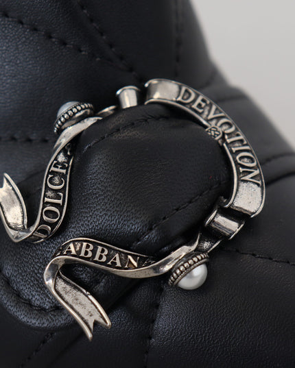 Dolce & Gabbana Black Devotion Quilted Buckled Ankle Boots Shoes