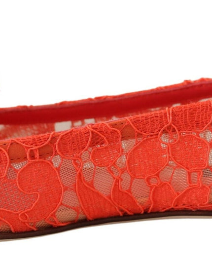 Dolce & Gabbana Red Taormina Lace Crystals Ballet Flats Shoes