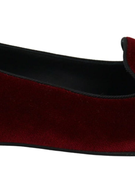 Dolce & Gabbana Bordeaux Velvet Slip-On Loafers Flats Shoes