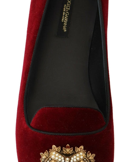 Dolce & Gabbana Bordeaux Velvet Slip-On Loafers Flats Shoes