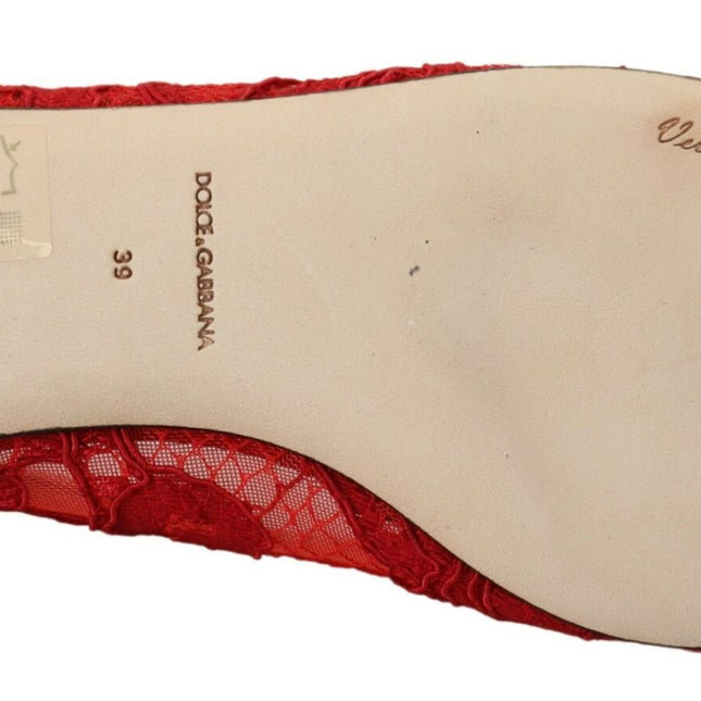 Dolce & Gabbana Red Taormina Crystals Loafers Flats Shoes