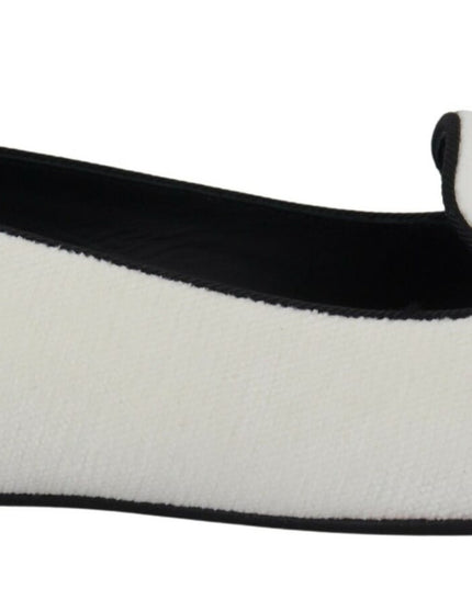 Dolce & Gabbana White Velvet Slip Ons Loafers Flats Shoes