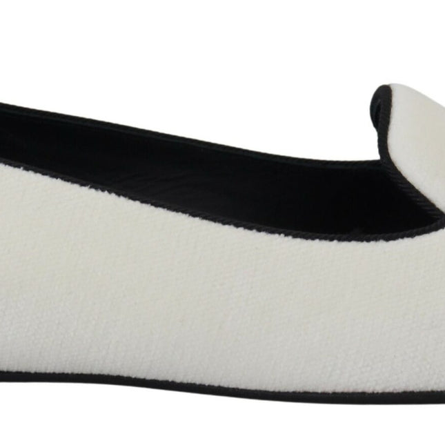 Dolce & Gabbana White Velvet Slip Ons Loafers Flats Shoes
