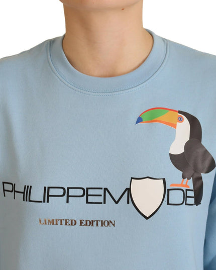 Philippe Model Light Blue Logo Printed Long Sleeves Sweater