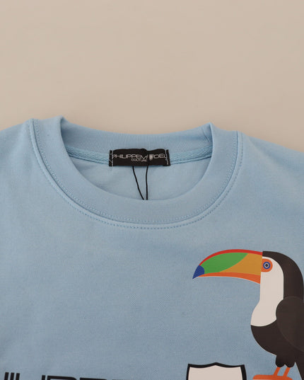 Philippe Model Light Blue Logo Printed Long Sleeves Sweater