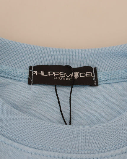 Philippe Model Light Blue Logo Printed Long Sleeves Sweater